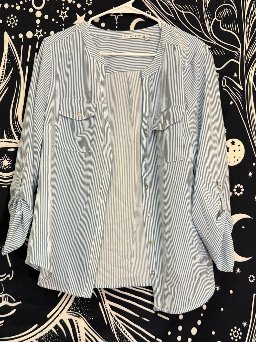 Notations Blue and White Striped Shirt
